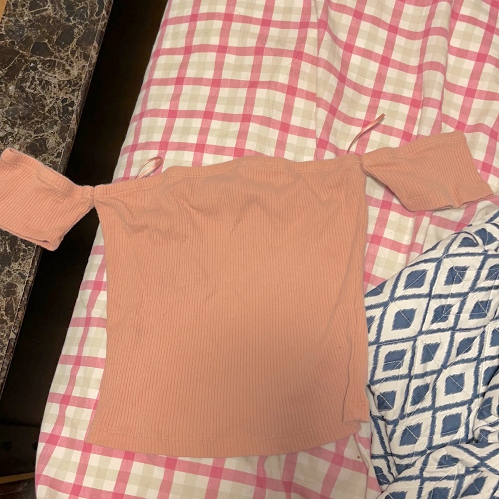 Pink over the shoulder shirt